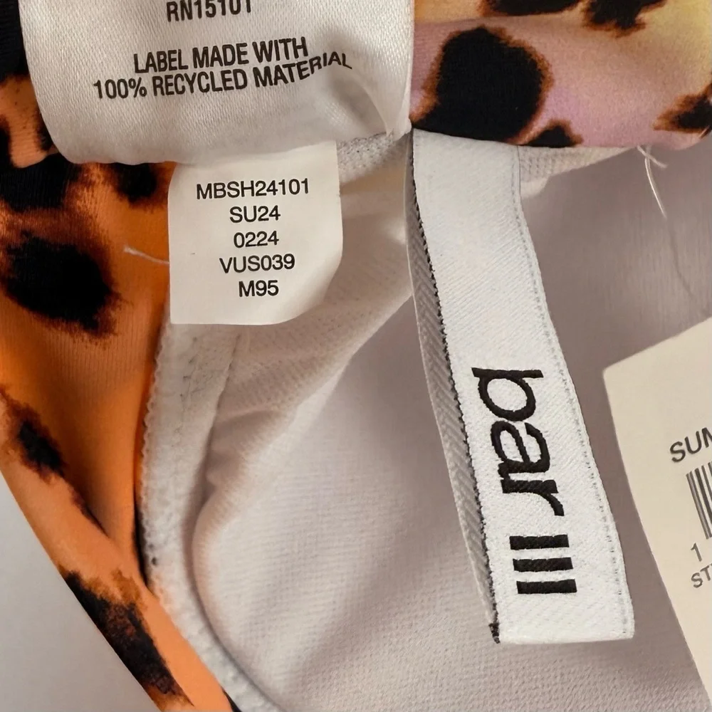 Bar iii Bikini Top Womens Size Medium Yellow Pink Animal Print Summer Heat NWT